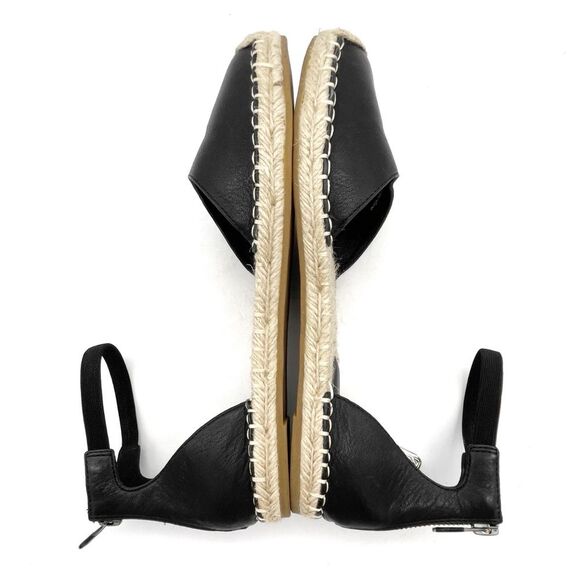 Eileen Fisher Lala Leather Espadrille Flats Black Size 8 Ankle Strap Sandals - Picture 12 of 15